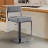 Michele Contemporary Swivel Bar Stool in Matte Black and Grey Faux Leather by Armen Living -Armen Living Online Shop gray black armen living bar stools lcmiswbambgr 64 1000