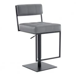 Michele Contemporary Swivel Bar Stool in Matte Black and Grey Faux Leather by Armen Living -Armen Living Online Shop gray black armen living bar stools lcmiswbambgr 77 1000