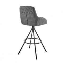 Odessa 30 in. Bar Height Bar Stool in Charcoal Fabric and Black by Armen Living -Armen Living Online Shop gray black armen living bar stools lcodbach30 1f 1000