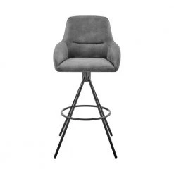 Odessa 30 in. Bar Height Bar Stool in Charcoal Fabric and Black by Armen Living -Armen Living Online Shop gray black armen living bar stools lcodbach30 c3 1000