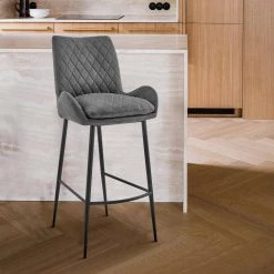 Panama 26 in. Counter Height Bar Stool in Charcoal Fabric and Black by Armen Living -Armen Living Online Shop gray black armen living bar stools lcpmbach26 31 1000