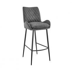 Panama 26 in. Counter Height Bar Stool in Charcoal Fabric and Black by Armen Living