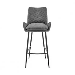Panama 26 in. Counter Height Bar Stool in Charcoal Fabric and Black by Armen Living -Armen Living Online Shop gray black armen living bar stools lcpmbach26 c3 1000