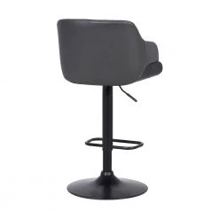 Toby Contemporary Adjustable Black Powder Coated with Grey Faux Leather and Black Brushed Wood Bar Stool by Armen Living -Armen Living Online Shop gray black armen living bar stools lctoswbablgr 1f 1000