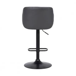 Toby Contemporary Adjustable Black Powder Coated with Grey Faux Leather and Black Brushed Wood Bar Stool by Armen Living -Armen Living Online Shop gray black armen living bar stools lctoswbablgr 44 1000