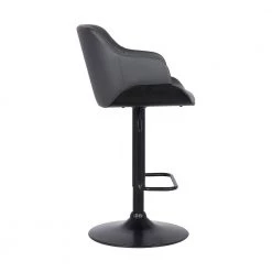 Toby Contemporary Adjustable Black Powder Coated with Grey Faux Leather and Black Brushed Wood Bar Stool by Armen Living -Armen Living Online Shop gray black armen living bar stools lctoswbablgr 4f 1000