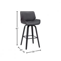 Tyler 30 in. Swivel Gray/Black Faux Leather and Wood Bar Stool by Armen Living -Armen Living Online Shop gray black armen living bar stools lctybagrbl30 40 1000