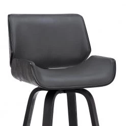 Tyler 30 in. Swivel Gray/Black Faux Leather and Wood Bar Stool by Armen Living -Armen Living Online Shop gray black armen living bar stools lctybagrbl30 44 1000