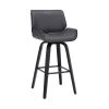 Tyler 30 in. Swivel Gray/Black Faux Leather and Wood Bar Stool by Armen Living -Armen Living Online Shop gray black armen living bar stools lctybagrbl30 64 1000
