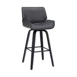 Tyler 30 in. Swivel Gray/Black Faux Leather and Wood Bar Stool by Armen Living