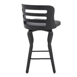 Verne 26 in. Swivel Gray Faux Leather and Black Wood Bar Stool by Armen Living -Armen Living Online Shop gray black armen living bar stools lcvrbablgr26 1f 1000