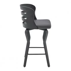 Verne 26 in. Swivel Gray Faux Leather and Black Wood Bar Stool by Armen Living -Armen Living Online Shop gray black armen living bar stools lcvrbablgr26 4f 1000
