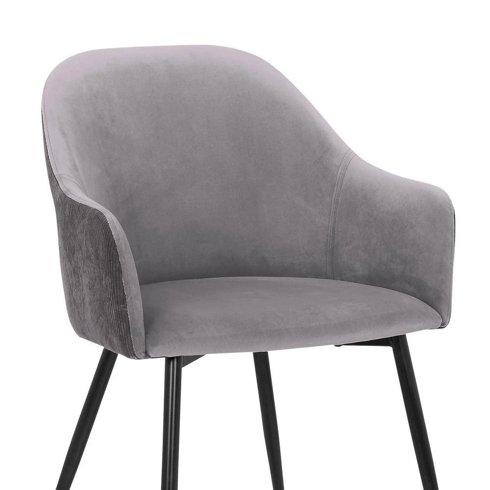Pixie Dark Grey and Black Fabric Dining Room Chair with Black Metal Legs by Armen Living 9 Pixie Dark Grey and Black Fabric Dining Room Chair with Black Metal Legs by Armen Living - Image 7