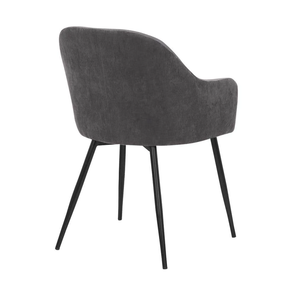 Pixie Dark Grey and Black Fabric Dining Room Chair with Black Metal Legs by Armen Living 7 Pixie Dark Grey and Black Fabric Dining Room Chair with Black Metal Legs by Armen Living - Image 5