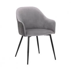 Pixie Dark Grey and Black Fabric Dining Room Chair with Black Metal Legs by Armen Living