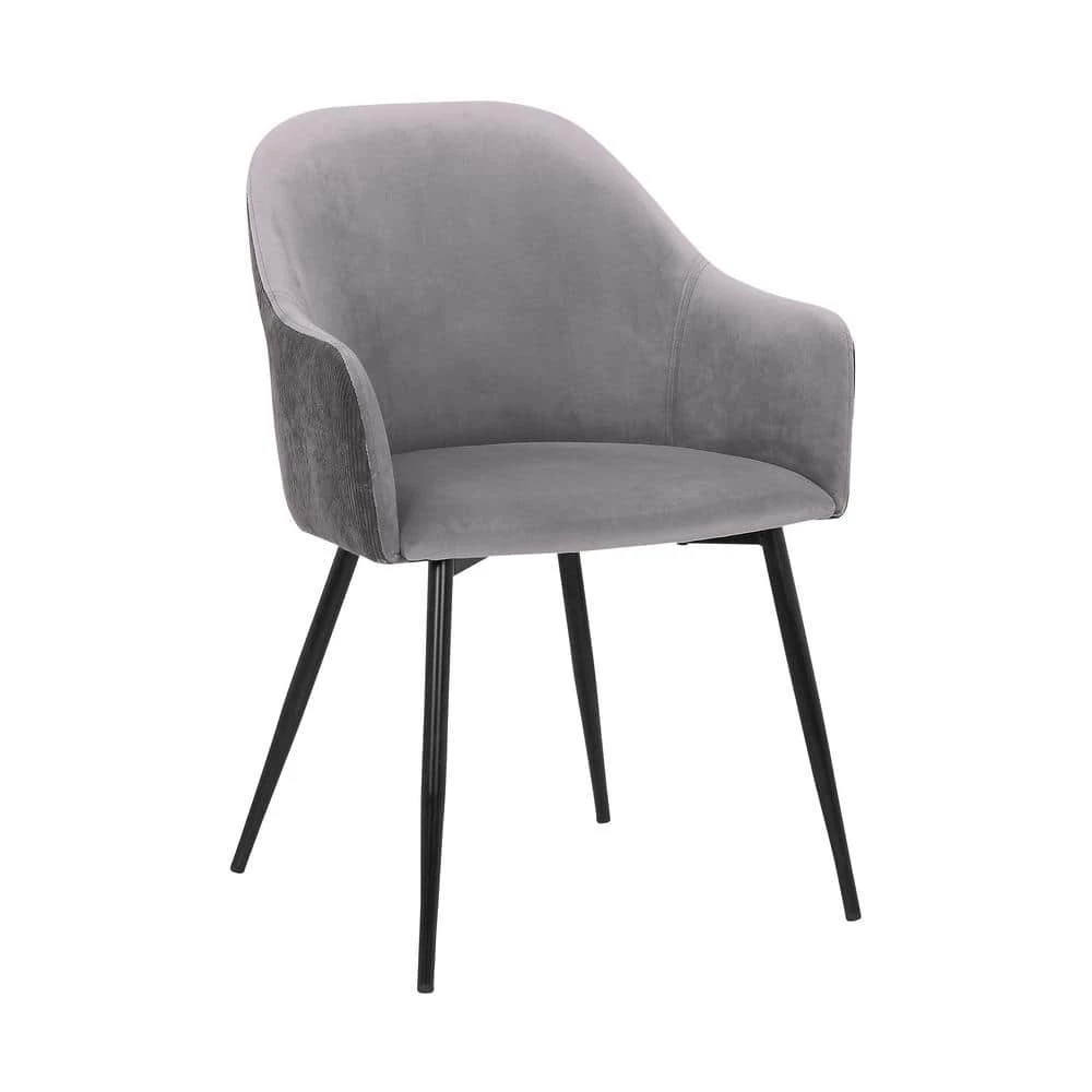 Pixie Dark Grey and Black Fabric Dining Room Chair with Black Metal Legs by Armen Living 3 Pixie Dark Grey and Black Fabric Dining Room Chair with Black Metal Legs by Armen Living