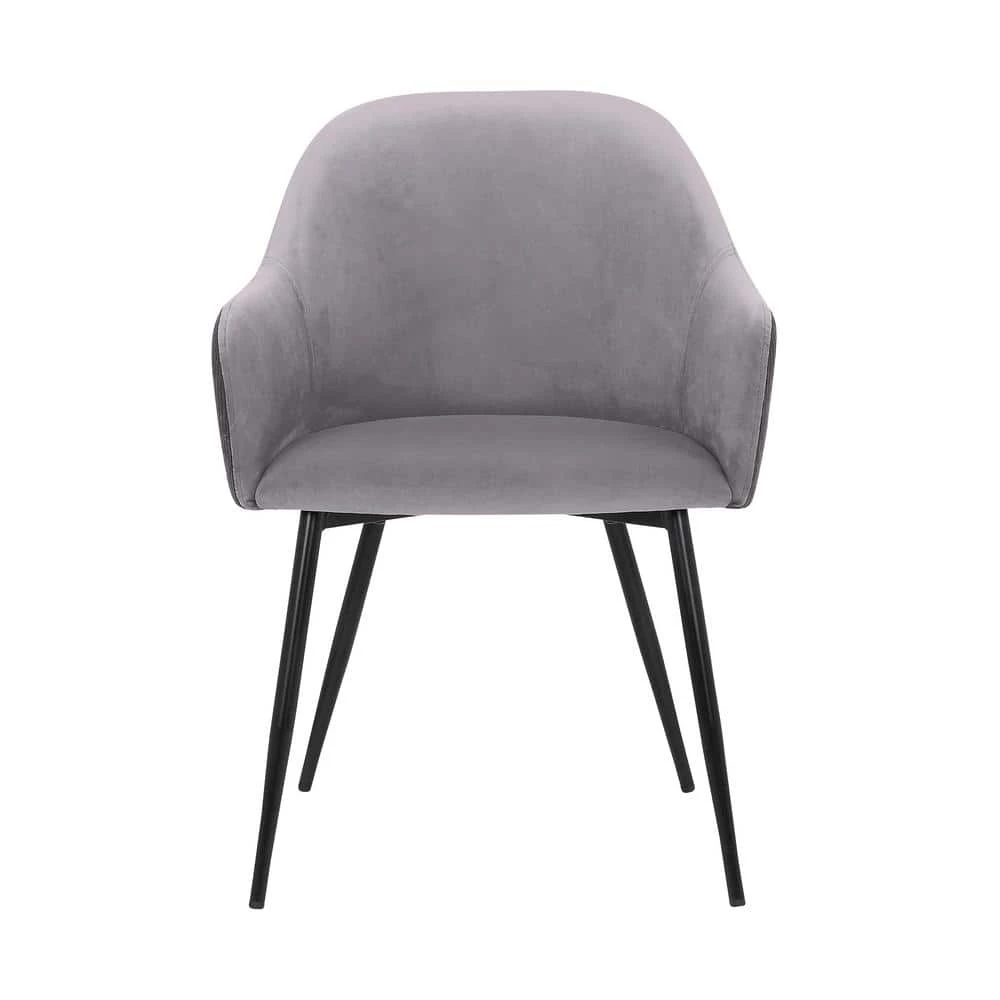 Pixie Dark Grey and Black Fabric Dining Room Chair with Black Metal Legs by Armen Living 6 Pixie Dark Grey and Black Fabric Dining Room Chair with Black Metal Legs by Armen Living - Image 4