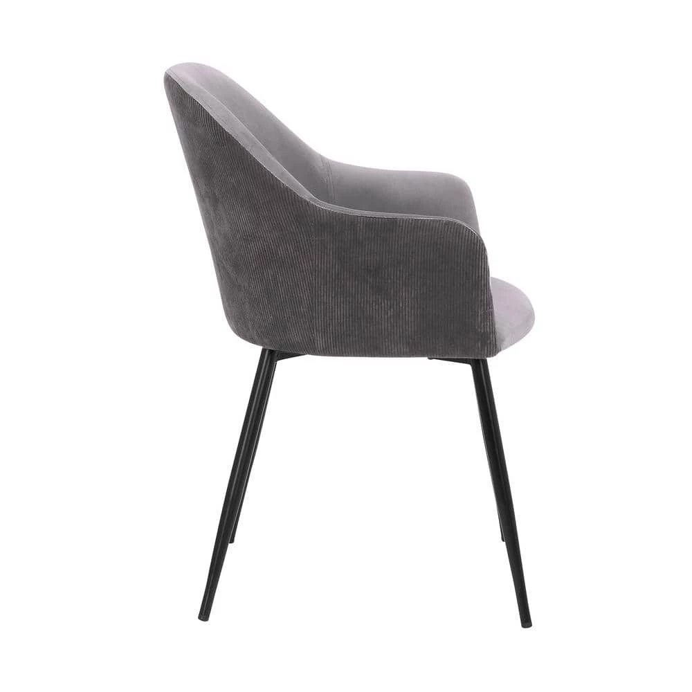 Pixie Dark Grey and Black Fabric Dining Room Chair with Black Metal Legs by Armen Living 4 Pixie Dark Grey and Black Fabric Dining Room Chair with Black Metal Legs by Armen Living - Image 2