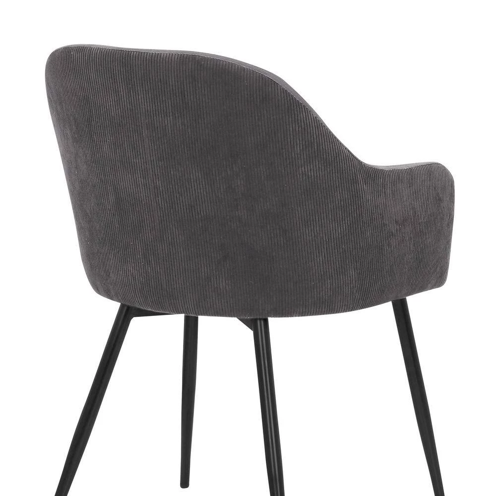Pixie Dark Grey and Black Fabric Dining Room Chair with Black Metal Legs by Armen Living 10 Pixie Dark Grey and Black Fabric Dining Room Chair with Black Metal Legs by Armen Living - Image 8
