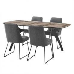 Andes and Quartz 5-Piece Gray Fabric Rectangular Dining Set by Armen Living