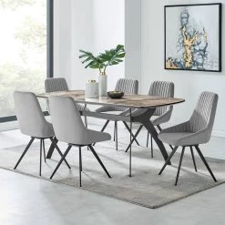 Andes and Alison 7-Piece Gray Fabric Rectangular Dining Set by Armen Living -Armen Living Online Shop gray black armen living dining room sets setandi7aigr 31 1000