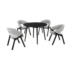 Arcadia and Talulah 42 in. 5-Piece Round Wood Grey and Black Dining Set by Armen Living