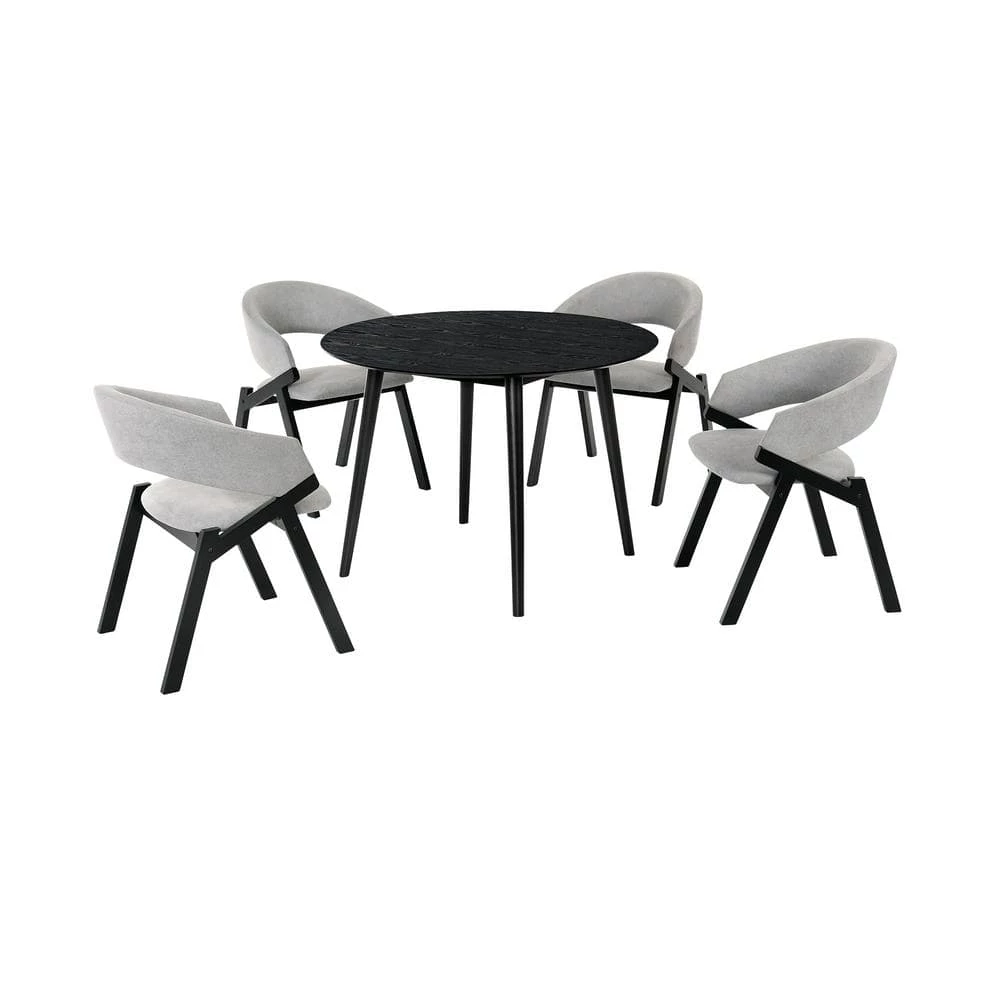Arcadia and Talulah 42 in. 5-Piece Round Wood Grey and Black Dining Set by Armen Living 3 Arcadia and Talulah 42 in. 5-Piece Round Wood Grey and Black Dining Set by Armen Living