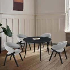 Arcadia and Talulah 48 in. 5-Piece Round Wood Grey and Black Dining Set by Armen Living 19 Arcadia and Talulah 48 in. 5-Piece Round Wood Grey and Black Dining Set by Armen Living -Armen Living Online Shop gray black armen living dining room sets setardi5tagrbl48 31 1000