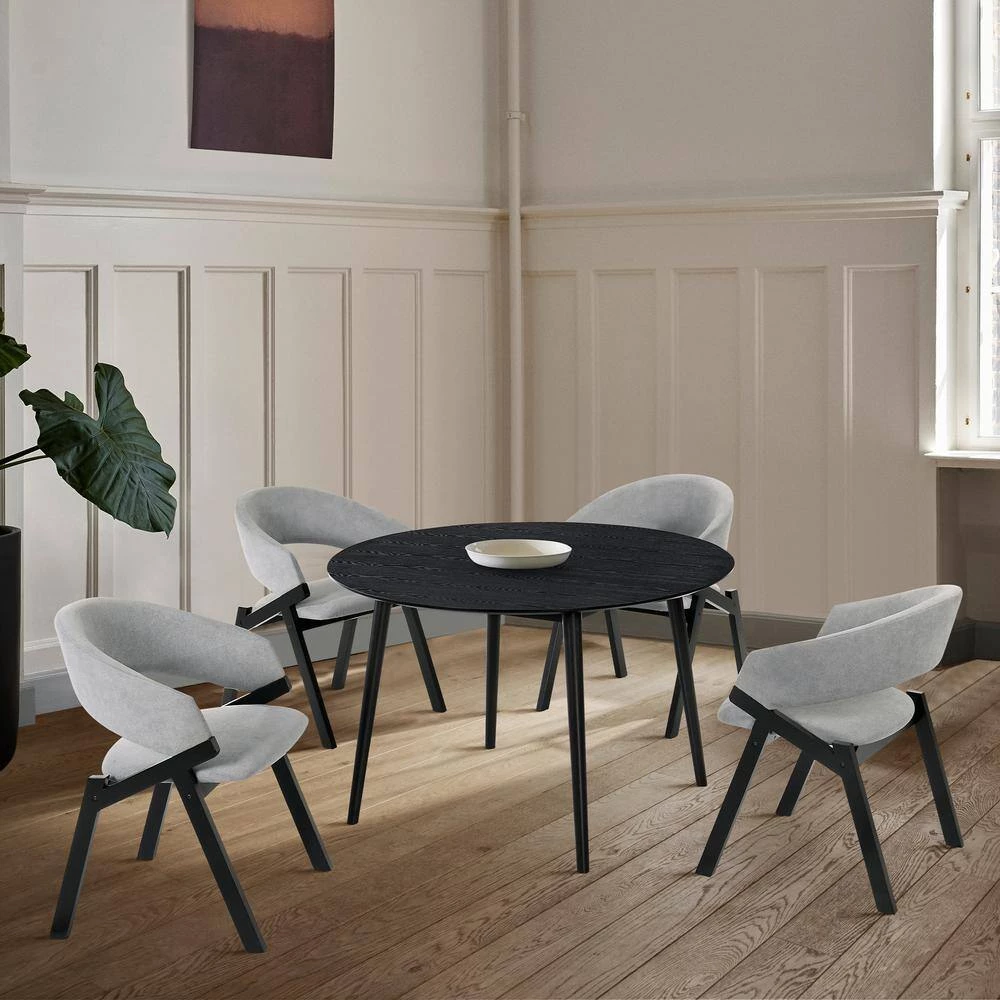 Arcadia and Talulah 48 in. 5-Piece Round Wood Grey and Black Dining Set by Armen Living 11 Arcadia and Talulah 48 in. 5-Piece Round Wood Grey and Black Dining Set by Armen Living - Image 9
