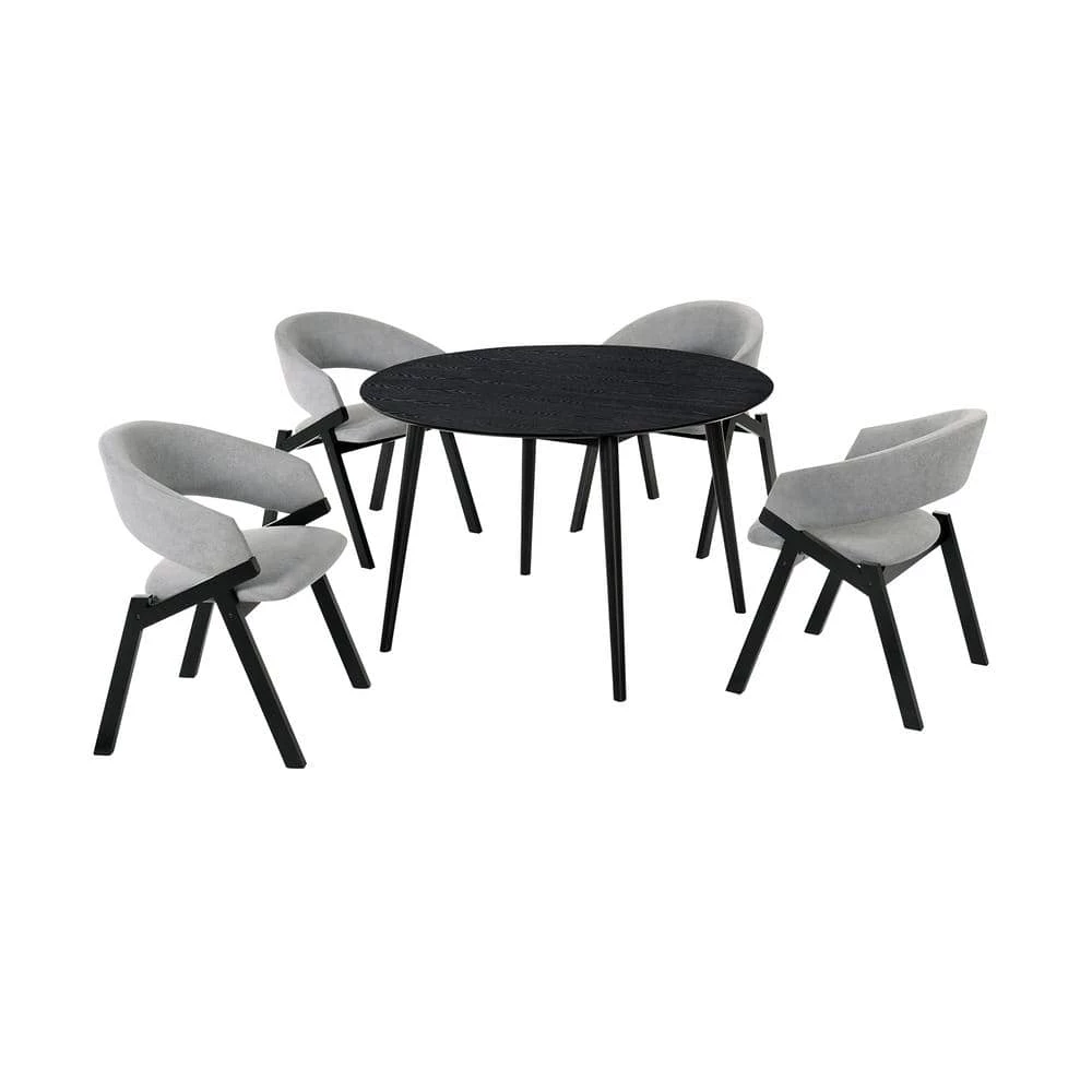 Arcadia and Talulah 48 in. 5-Piece Round Wood Grey and Black Dining Set by Armen Living 3 Arcadia and Talulah 48 in. 5-Piece Round Wood Grey and Black Dining Set by Armen Living