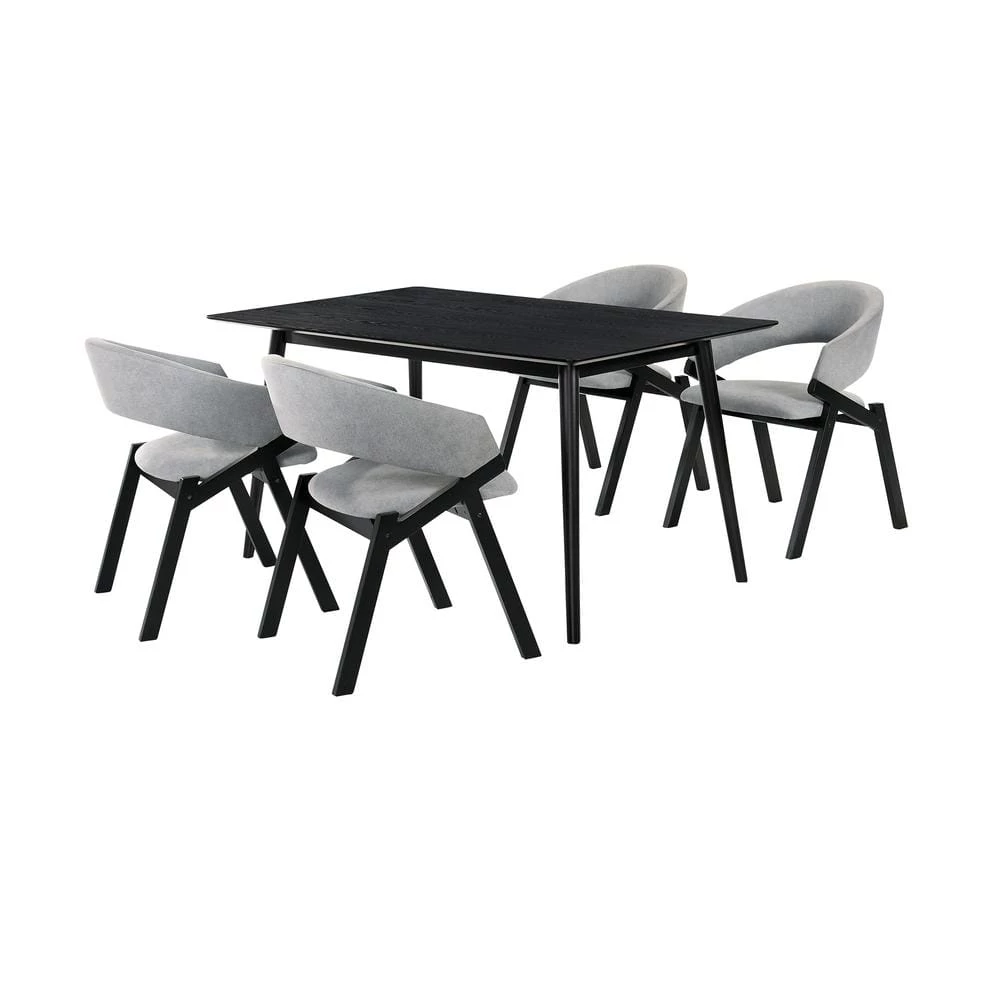Westmont and Talulah Grey and Black 5-Piece Wood Dining Set by Armen Living 3 Westmont and Talulah Grey and Black 5-Piece Wood Dining Set by Armen Living