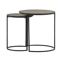 Rina Concrete and Black Metal 2-Piece Nesting End Table Set by Armen Living -Armen Living Online Shop gray black armen living nesting tables lcrilaccgr 4f 1000