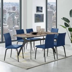 Andes and Lyon 7-Piece Blue Fabric Rectangular Dining Set by Armen Living -Armen Living Online Shop gray black blue armen living dining room sets setandi7lyblu 31 1000