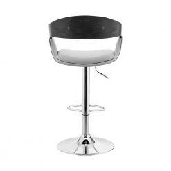 Benson 24-32 in. Adjustable Height High Back Grey Faux Leather and Black Wood Bar Stool with Chrome Base by Armen Living -Armen Living Online Shop gray black chrome armen living bar stools lcbnbablgr 1f 1000