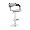 Benson 24-32 in. Adjustable Height High Back Grey Faux Leather and Black Wood Bar Stool with Chrome Base by Armen Living 1 Benson 24-32 in. Adjustable Height High Back Grey Faux Leather and Black Wood Bar Stool with Chrome Base by Armen Living -Armen Living Online Shop gray black chrome armen living bar stools lcbnbablgr 64 1000