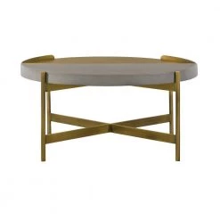 Dua 16 in. H Grey Antique Brass Concrete Coffee Table by Armen Living -Armen Living Online Shop gray brass armen living coffee tables lcducocc 1f 1000