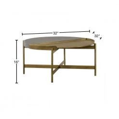 Dua 16 in. H Grey Antique Brass Concrete Coffee Table by Armen Living -Armen Living Online Shop gray brass armen living coffee tables lcducocc 40 1000