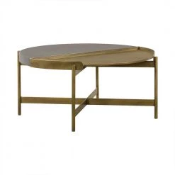 Dua 16 in. H Grey Antique Brass Concrete Coffee Table by Armen Living
