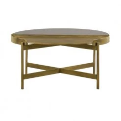 Dua 16 in. H Grey Antique Brass Concrete Coffee Table by Armen Living -Armen Living Online Shop gray brass armen living coffee tables lcducocc c3 1000