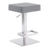 Dwyn Contemporary Adjustable 25-33.5 in. Swivel Bar Stool in Brushed Stainless Steel and Grey Faux Leather by Armen Living -Armen Living Online Shop gray brushed stainless steel armen living bar stools 721535737765 64 1000