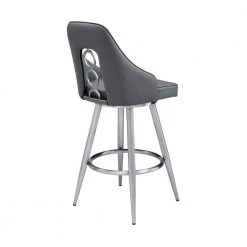 Perrin Contemporary 26 in. Counter Height in Brushed Stainless Steel Finish and Grey Faux Leather Bar Stool by Armen Living 14 Perrin Contemporary 26 in. Counter Height in Brushed Stainless Steel Finish and Grey Faux Leather Bar Stool by Armen Living -Armen Living Online Shop gray brushed stainless steel armen living bar stools 721535738175 4f 1000