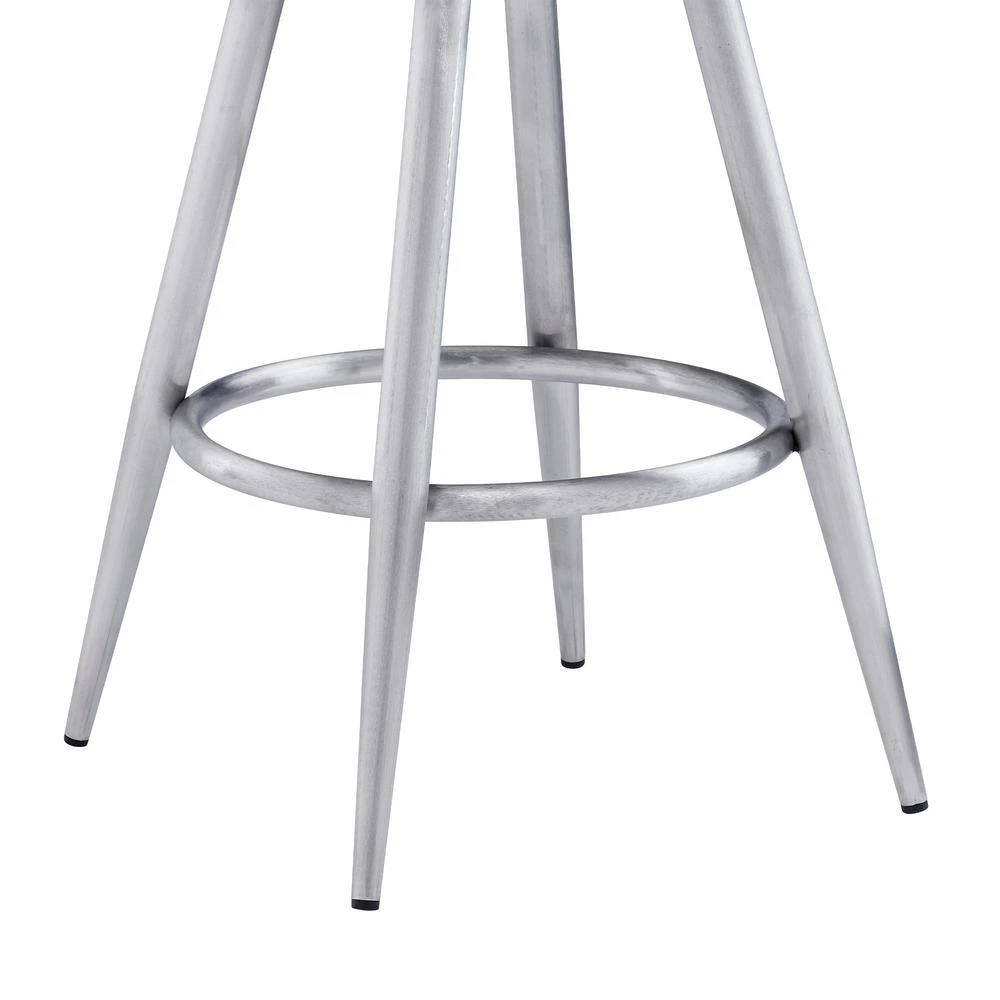 Perrin Contemporary 26 in. Counter Height in Brushed Stainless Steel Finish and Grey Faux Leather Bar Stool by Armen Living 10 Perrin Contemporary 26 in. Counter Height in Brushed Stainless Steel Finish and Grey Faux Leather Bar Stool by Armen Living - Image 8