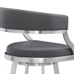 Romilly Contemporary 30 in. Bar Height in Brushed Stainless Steel Finish and Grey Faux Leather Bar Stool by Armen Living 16 Romilly Contemporary 30 in. Bar Height in Brushed Stainless Steel Finish and Grey Faux Leather Bar Stool by Armen Living -Armen Living Online Shop gray brushed stainless steel armen living bar stools 721535738243 44 1000