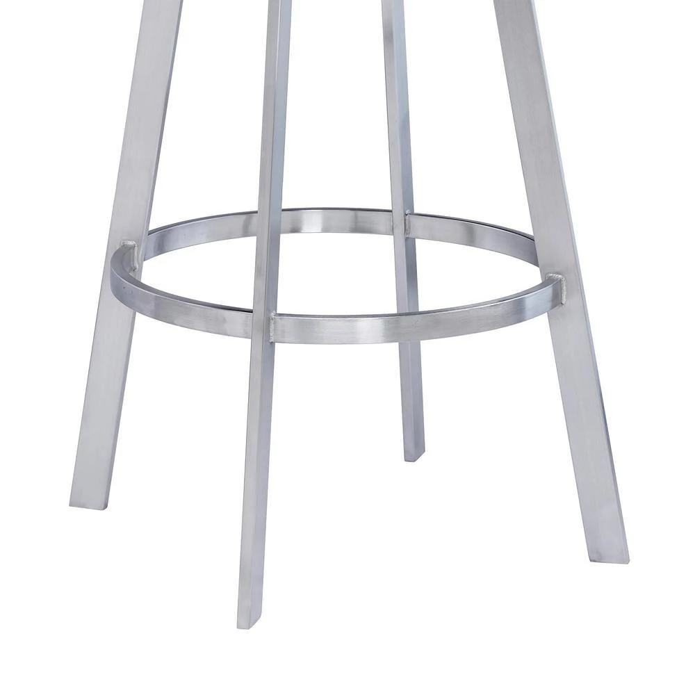 Romilly Contemporary 30 in. Bar Height in Brushed Stainless Steel Finish and Grey Faux Leather Bar Stool by Armen Living 10 Romilly Contemporary 30 in. Bar Height in Brushed Stainless Steel Finish and Grey Faux Leather Bar Stool by Armen Living - Image 8