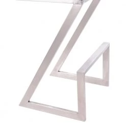 Atlantis 26 in. Backless Bar Stool in Brushed Stainless Steel with Grey Pu upholstery by Armen Living -Armen Living Online Shop gray brushed stainless steel armen living bar stools lcat26bagr 1f 1000