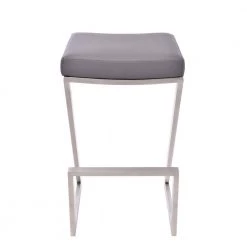 Atlantis 26 in. Backless Bar Stool in Brushed Stainless Steel with Grey Pu upholstery by Armen Living -Armen Living Online Shop gray brushed stainless steel armen living bar stools lcat26bagr c3 1000