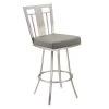 Cleo 26 in. Gray Faux Leather and Brushed Stainless Steel Finish Swivel Bar Stool by Armen Living 1 Cleo 26 in. Gray Faux Leather and Brushed Stainless Steel Finish Swivel Bar Stool by Armen Living -Armen Living Online Shop gray brushed stainless steel armen living bar stools lccl26swbagrb201 64 1000