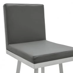 Rochester Grey Swivel Modern Metal and Faux Leather Bar and Counter Stool by Armen Living -Armen Living Online Shop gray brushed stainless steel armen living bar stools lcgebabsgr26 1f 1000