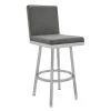 Rochester Grey Swivel Modern Metal and Faux Leather Bar and Counter Stool by Armen Living -Armen Living Online Shop gray brushed stainless steel armen living bar stools lcgebabsgr26 64 1000