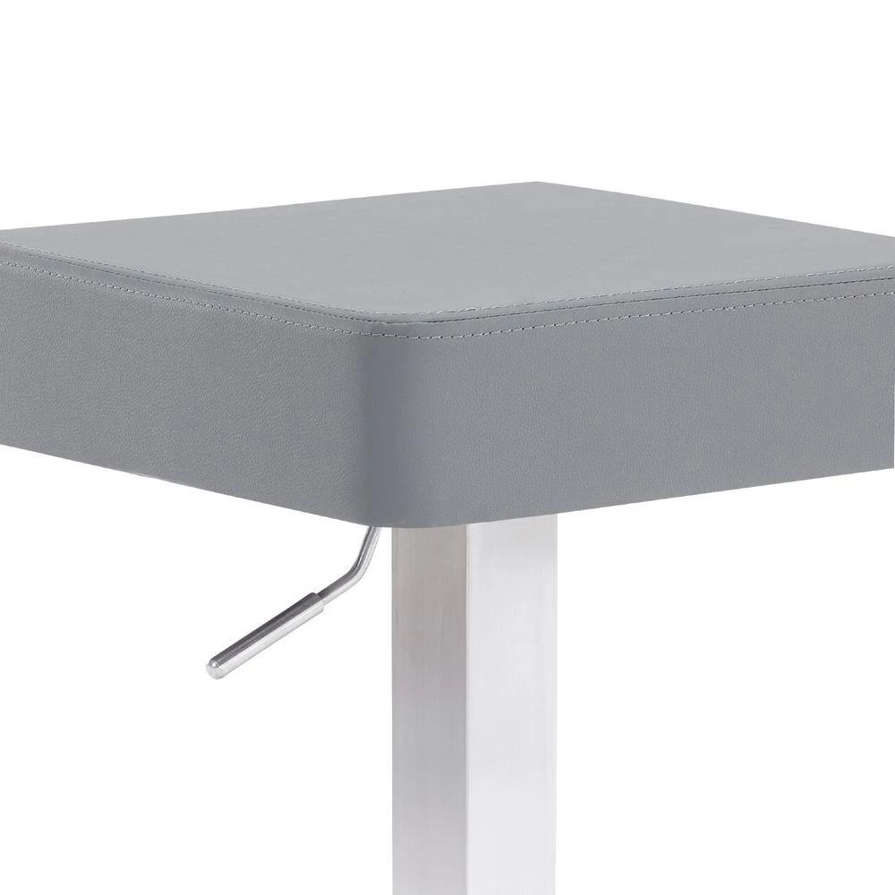 Kaylee Contemporary Swivel Bar Stool in Brushed Stainless Steel and Grey Faux Leather by Armen Living 8 Kaylee Contemporary Swivel Bar Stool in Brushed Stainless Steel and Grey Faux Leather by Armen Living - Image 6